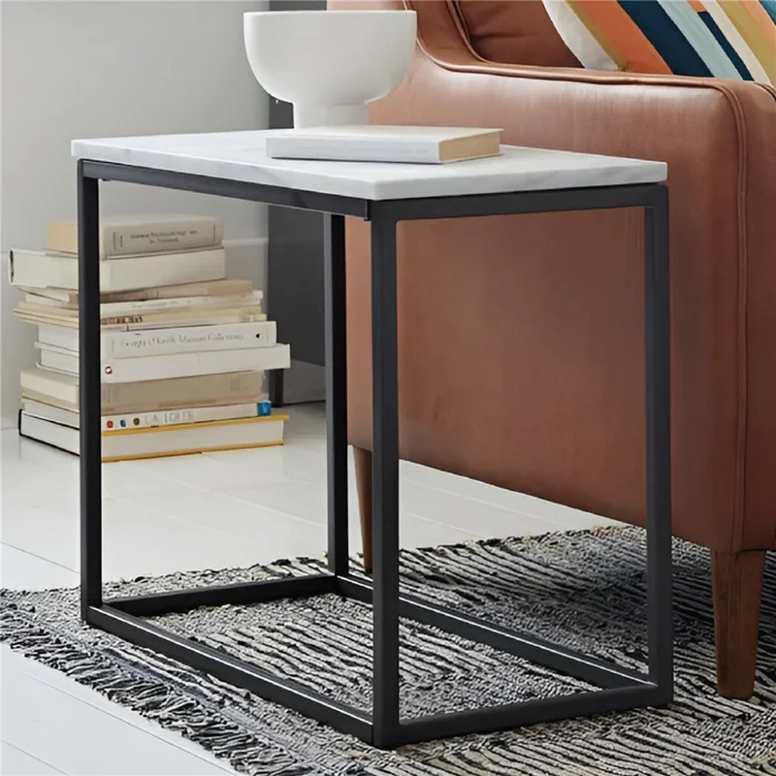 MESA LATERAL METAL/MARMOL 70x35x58CM BLANCO/NEGRO en Multicolor - Mesas de arrimo, Uruguay | Koz, vista 2