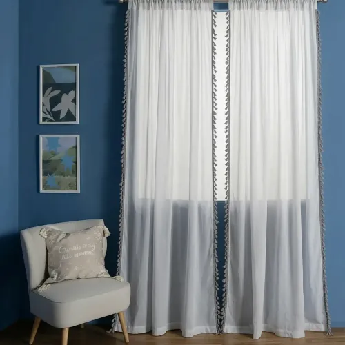 Cortina de Voile con Borlas - Textiles, Uruguay | Arredo