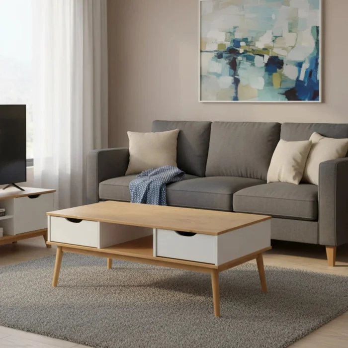Mesa de Living Praga - Blanco en Blanco - Mesas de living, Uruguay | Ecowood, vista 3