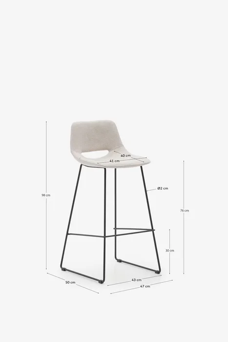 Taburete Zahara - beige y acero con acabado negro altura 76 cm en Marrón - Butacas, banquetas y puffs, Uruguay | Kavehome, vista 10