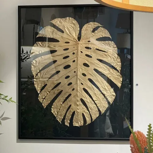 Cuadro hoja esqueleto dorada - Espejos, Uruguay | FMB