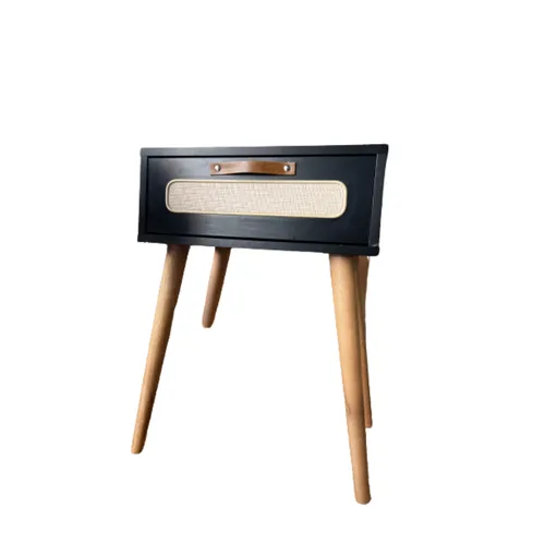 Mesa de Luz Praga - Negra con Esterilla - Mesas de luz, Uruguay | Berna home