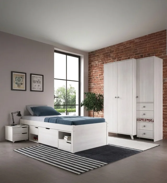 CAMA DE 1 PLAZA MADERA MACIZA CHARME BLANCA en Blanco - Dormitorio, Uruguay | Alfa Ventas, vista 3