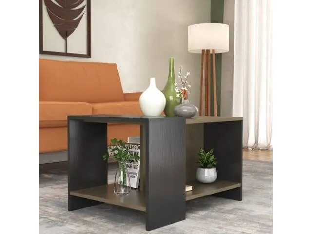 Mesa ratona diseño Nogal/Negro en Nogal blanco - Mesas de living, Uruguay | Que Sal Muebleria