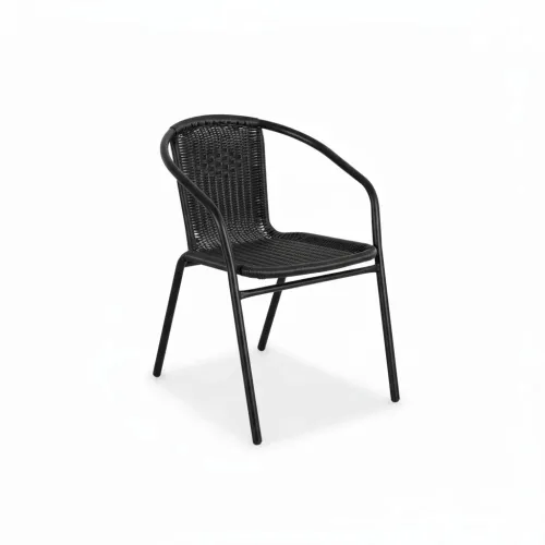 Silla Símil ratán y acero clásica - Negro en Negro - Sillas, Uruguay | Ecowood