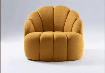 Poltrona Sunshine en Lino Aqua, Super boucle Creme, T36 - Boucle Gold - Butacas, banquetas y puffs, Uruguay | Casa Brava, vista 3