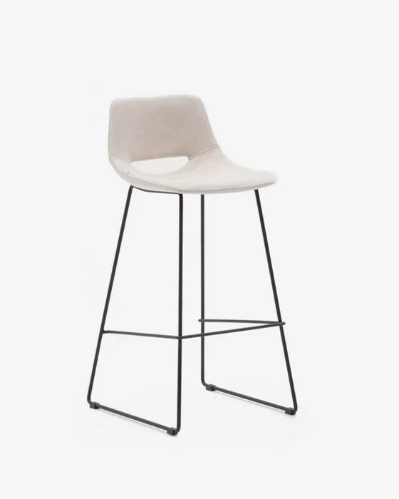 Taburete Zahara - beige y acero con acabado negro altura 76 cm en Marrón - Butacas, banquetas y puffs, Uruguay | Kavehome