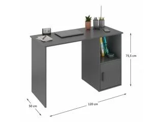Escritorio 1 Estante y 1 Puerta Nogal en Gris - Escritorios y sillas de escritorio, Uruguay | Que Sal Muebleria, vista 3