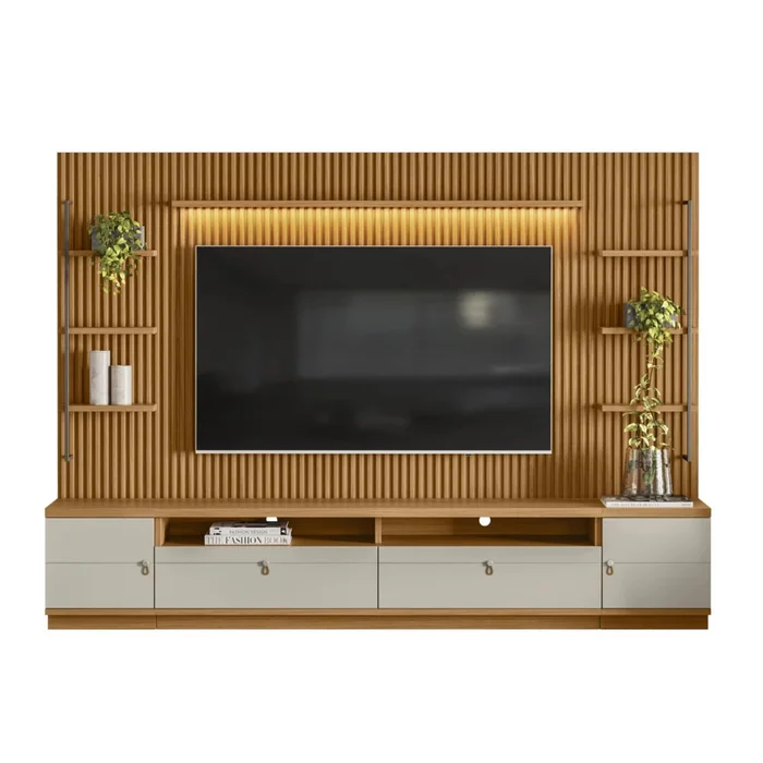Modular para Tv Ouro Rack + Panel 2 Laterales - Línea Haus en Madera natural - Muebles para TV, Uruguay | Ecowood, vista 2