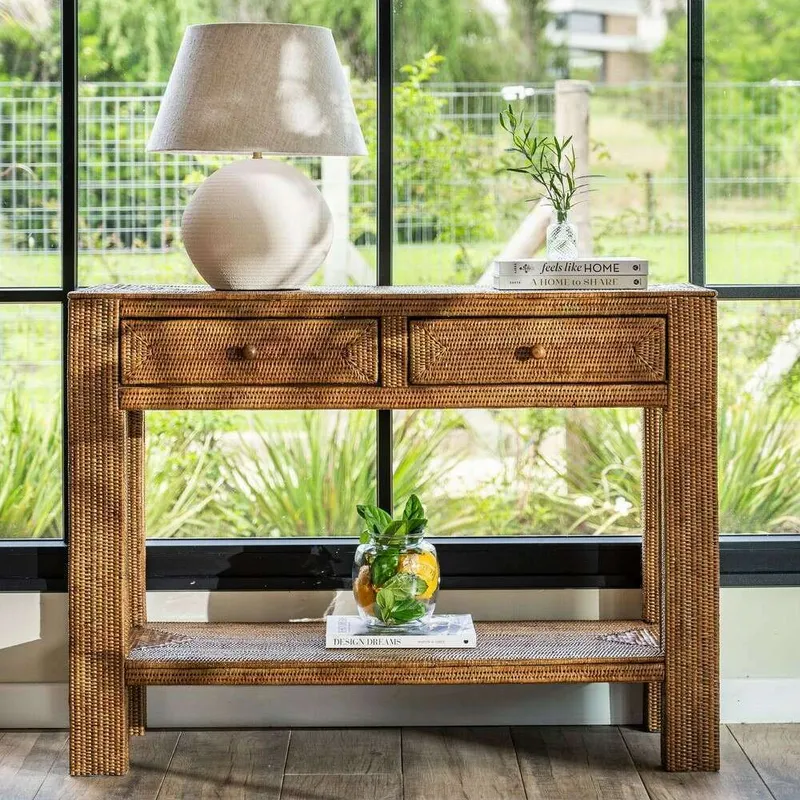 CONSOLA DE RATTAN - 1.10 X 0.40 MTS en Marrón - Bibliotecas, Uruguay | La Iberica