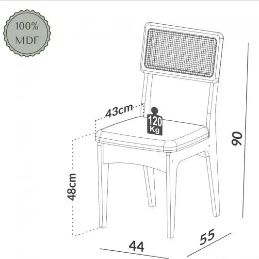 Silla de comedor Monica 100% MDF con RATAN en Madera natural - Sillas, Uruguay | Balton, vista 23