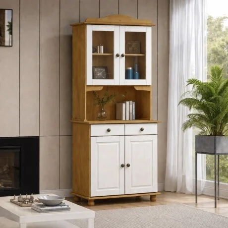 Cristalero 4 Puertas Línea Rubi Combinad - Blanco/natural en Madera natural - Aparadores y recibidores, Uruguay | Aihaus