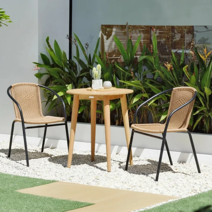 Sillas Símil Rattan con Mesa de Eucaliptus - Nassau - Beige en Madera natural - Muebles para el exterior, Uruguay | Rústico Hogar