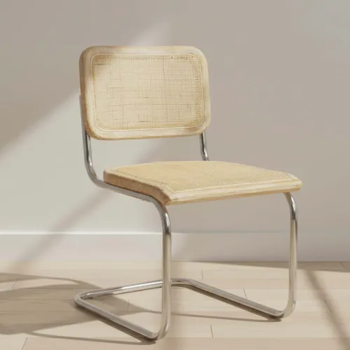 Silla Rattan-y-madera Natural-beige Bauhaus en Beige - Sillas, Uruguay | Divino