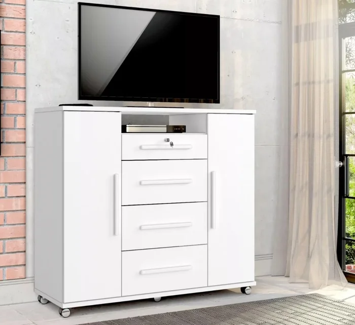 Cómoda Zapatera Versatil 2 Puertas 4 Cajones - Blanco en Blanco - Cómodas, Uruguay | Rústico Hogar, vista 3