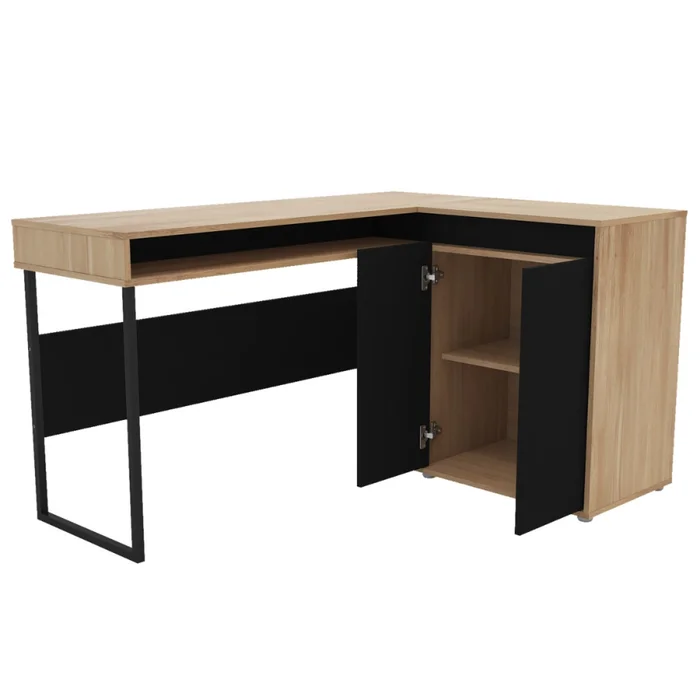 Escritorio esquinero Chicago - Black y Aveiro en Negro - Escritorios y sillas de escritorio, Uruguay | NYR, vista 2
