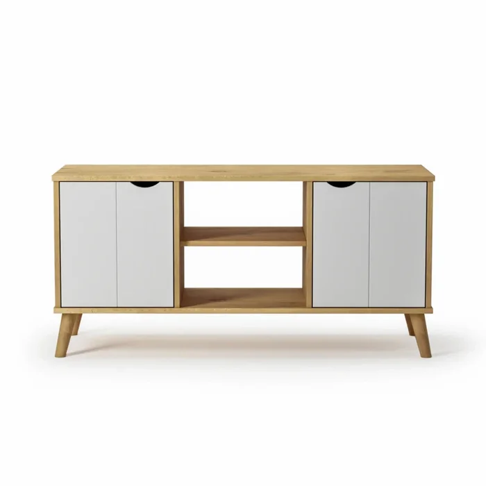 Rack para TV 2 Puertas - Línea Berlin - Blanco en Blanco - Muebles para TV, Uruguay | Ecowood, vista 3