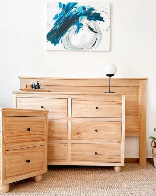 Juego de dormitorio completo en Madera natural - Dormitorio, Uruguay | Decoramuss
