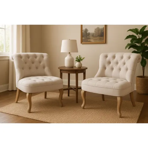 Promo 2 Butacas Luis XV en Beige - Butacas, banquetas y puffs, Uruguay | La Cueva Muebles