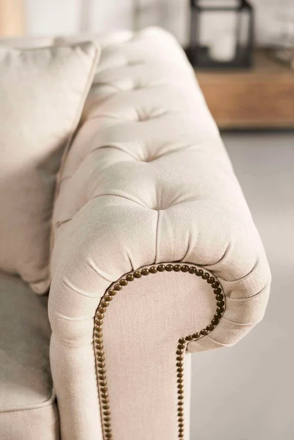 SILLON CHESTERFIELD - LINO ANTIMANCHAS - 2 CUERPOS en Blanco - Sillones y sofás, Uruguay | La Iberica, vista 2