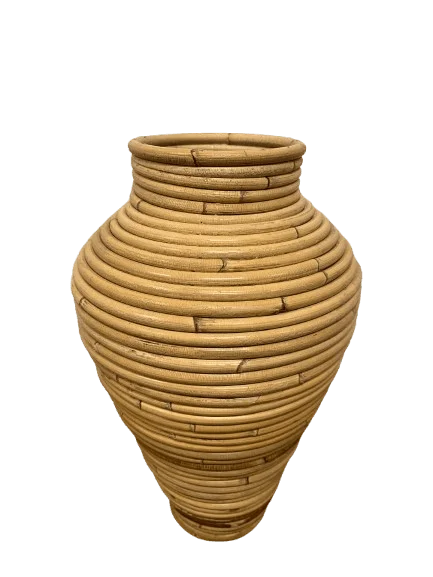 Jarron Rattan 30 cms alto en Madera natural - Macetas, Uruguay | Camino a Casa