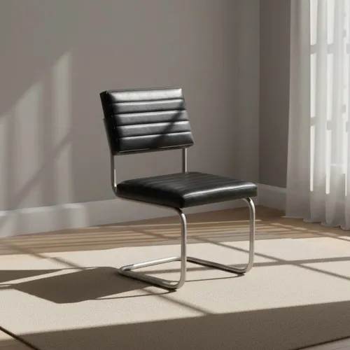 Silla De Comedor Cuero Negro Franca en Negro - Sillas, Uruguay | Divino