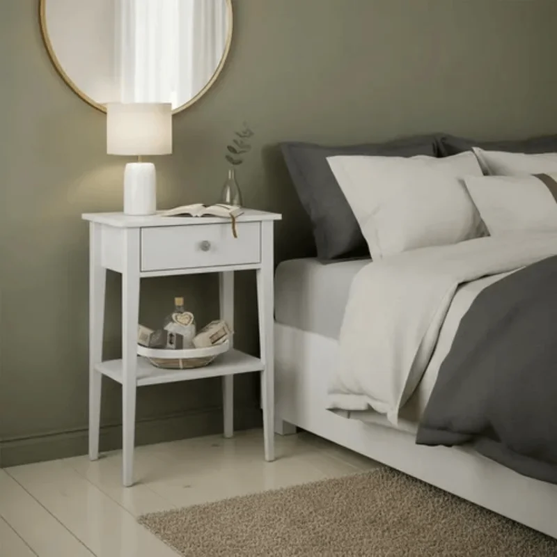 Mesa de luz Berna Madera Maciza - Blanco en Blanco - Mesas de luz, Uruguay | Nario Hogar, vista 3