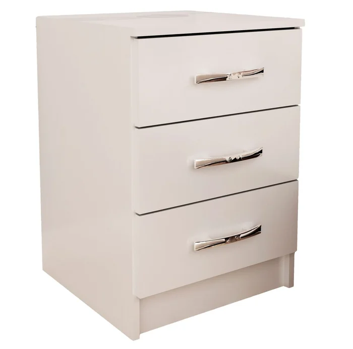 Mesa De Luz 3 Cajones Dormitorio demolicion Cp03D en Negro – Demolición – Blanco - Mesas de luz, Uruguay | Muebles Express, vista 3