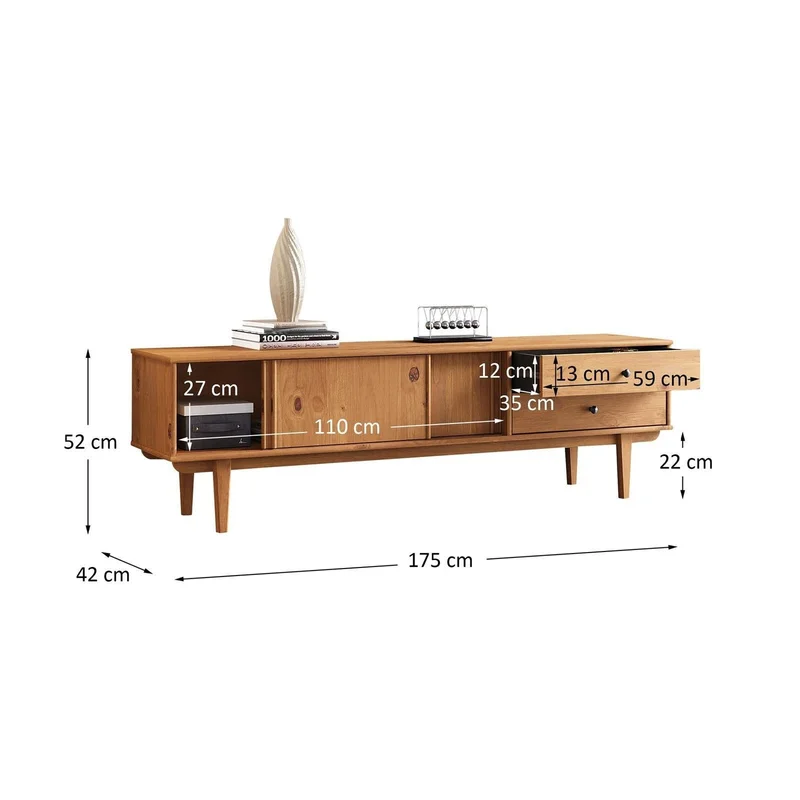 Rack TV 175CM Serena - Madera Maciza en Madera natural - Muebles para TV, Uruguay | Balton, vista 3