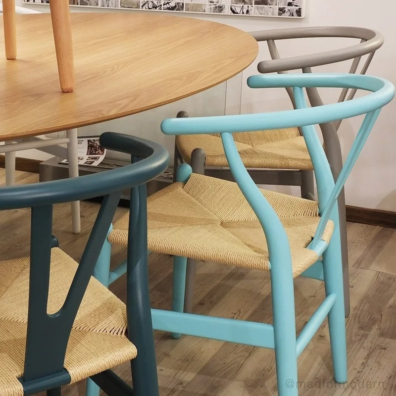 Silla Wishbone - Madera de Haya y Rattan natural - Celeste en Azul - Sillas, Uruguay | Rústico Hogar, vista 3