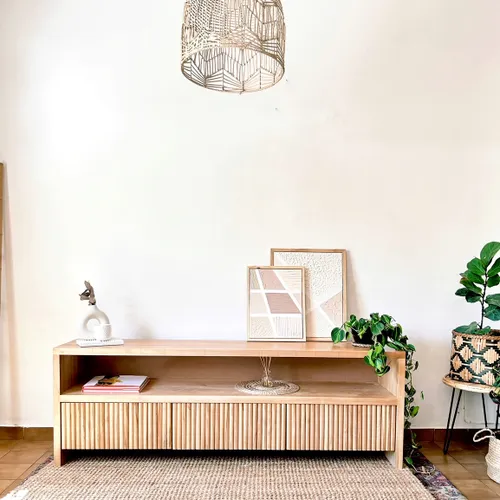 Rack con cajones varillados en Madera natural - Muebles, Uruguay | Decoramuss