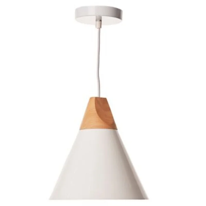 Campana de aluminio y madera cónica estilo nórdico - Blanca en Blanco - Lámparas colgantes, Uruguay | Iluminica, vista 5