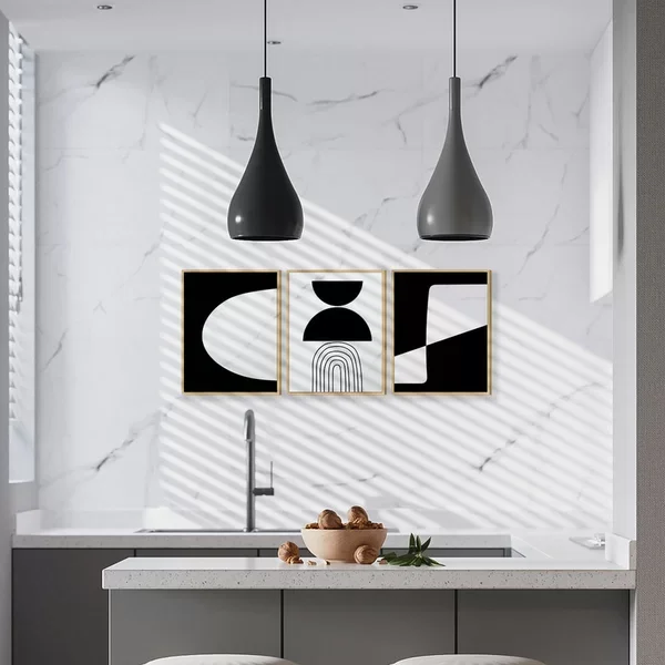 Kit 3 Cuadros - Abstracto Negro - 30 × 40 en Multicolor - Decoración de pared, Uruguay | Berna Home, vista 4