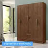 Ropero 6 puertas 2 cajones con estantes y perchero interior natural 172X136X35 - DAKAR en Marrón - Roperos y placares, Uruguay | Mulata, vista 7 de 7