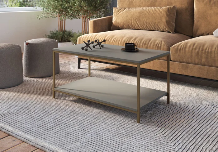 Mesa de Centro Ratona Rectangular Tapa Doble (Verde y Hierro Dorado) - Mesas de living, Uruguay | Berna Home, vista 4