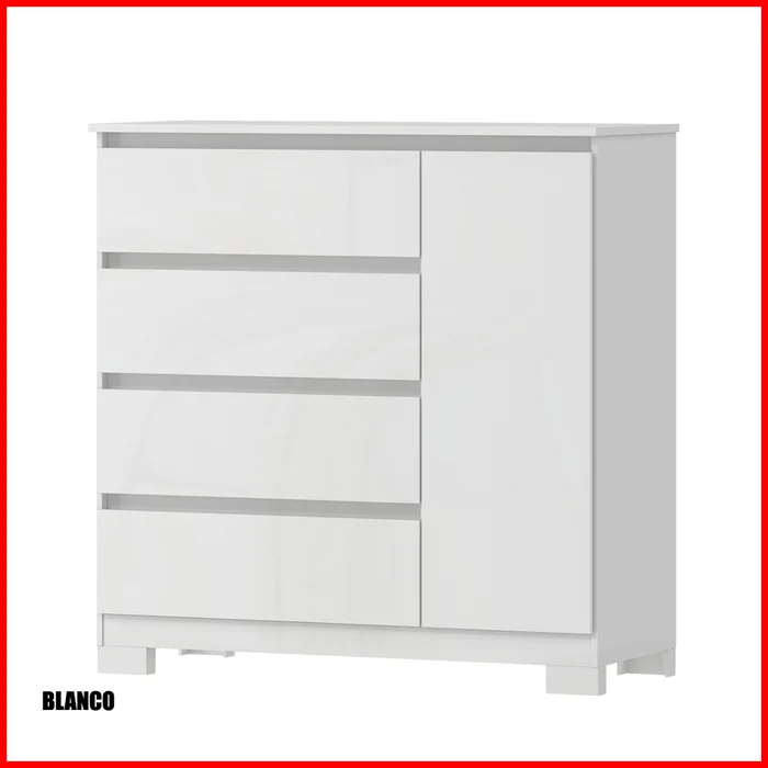 Comoda 4 cajones + puerta – Vega CO 028 en Marrón - Cómodas, Uruguay | Punto Unión, vista 2