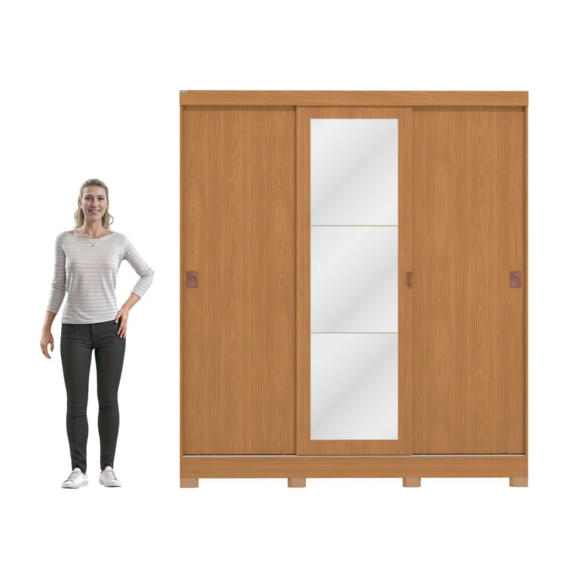 Ropero 3 Puertas Corredizas 180CM - Turin en Madera natural - Roperos y placares, Uruguay | Balton, vista 4