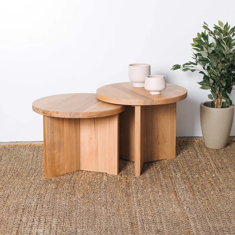 JUEGO DE MESA RATONA OSAS en Madera natural - Mesas de living, Uruguay | Fundamento Muebles
