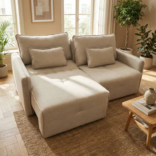 Sillón Cama Céline 3 Cuerpos - Extensible - Beige en Beige - Sillones y sofás, Uruguay | Rústico Hogar