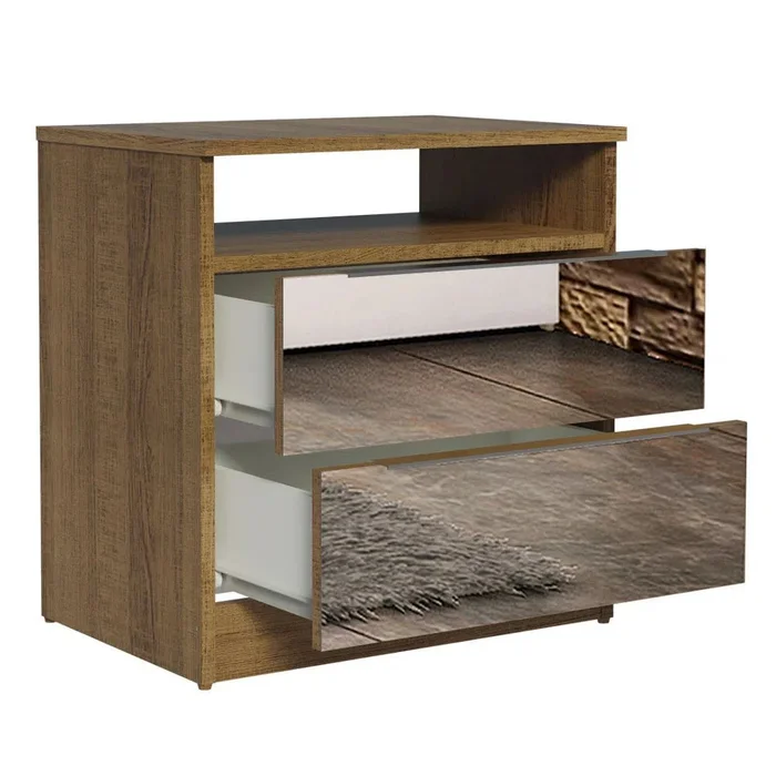 Mesa de Luz con 2 Cajones y Espejo en Rustic - Mesas de luz, Uruguay | Balton, vista 10