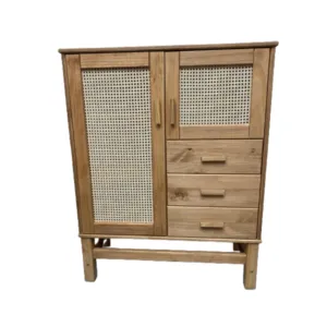 Armario Aparador Buffet Bargueño Madera de Pino Ratán Natural – Linea Yakarta en Madera natural - Aparadores y recibidores, Uruguay | Berna home