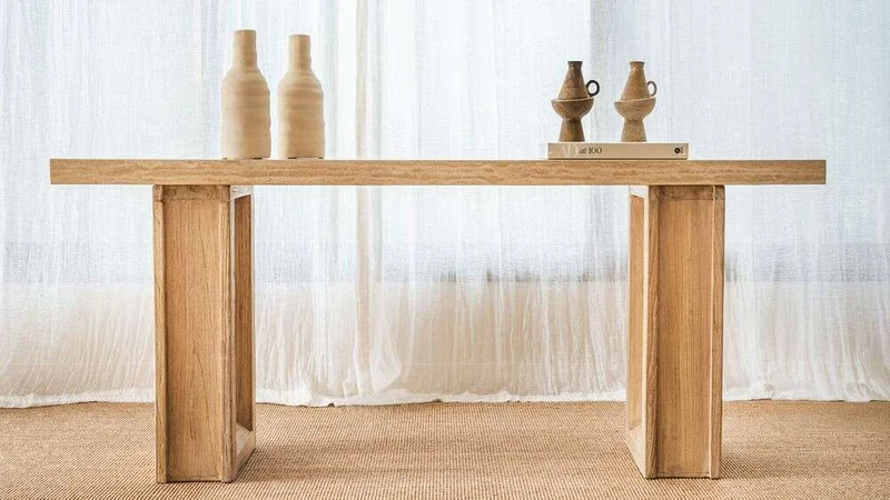 MESA DE ARRIMO / CONSOLA TRAVERTINO - 1.80 MTS en Madera natural - Bibliotecas, Uruguay | La Iberica, vista 7