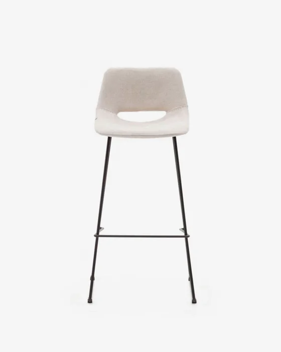 Taburete Zahara - beige y acero con acabado negro altura 76 cm en Marrón - Butacas, banquetas y puffs, Uruguay | Kavehome, vista 6