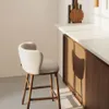 Taburete Ciselia chenilla beige y patas de madera maciza fresno acabado tono nogal FSC Mix Credit 65cm en Beige - Butacas, banquetas y puffs, Uruguay | Kavehome, vista 2 de 8