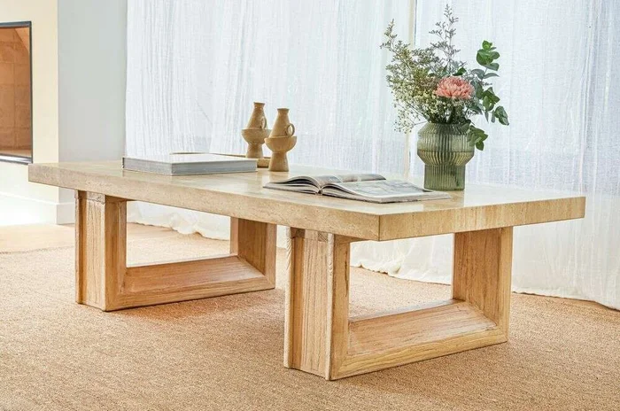 MESA LIVING TRAVERTINO - 1.60 X 0.80 MTS en Beige - Mesas de living, Uruguay | La Iberica