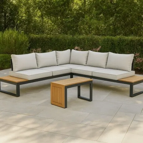 Juego de jardin esquinero Paris en Beige - Muebles para el exterior, Uruguay | La Cueva Muebles
