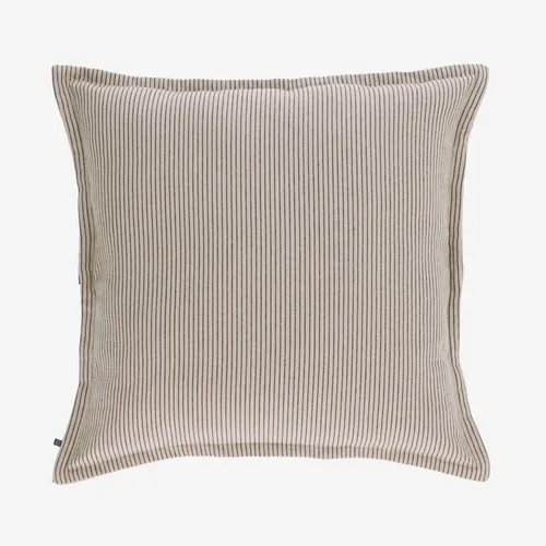 Almohadón Aleria algodón - rayas marrón y beige 60 x 60 cm en Blanco - Textiles, Uruguay | Kavehome