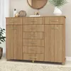 Comoda Cajonera de 8 cajones 2 puertas 1 perchero y 2 estantes internos para Dormitorio o Living - FE - Miel en Marrón - Cómodas, Uruguay | Mulata, vista 2 de 5