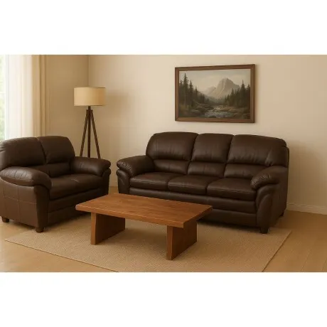 Juego de living 3+2 Cuero Natural en Marrón - Sillones y sofás, Uruguay | La Cueva Muebles
