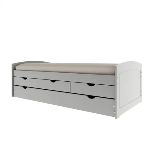 Cama Marinera 1 Plaza Madera Maciza Con Cajones - Ulli - Gris en Gris - Dormitorio, Uruguay | Rústico Hogar